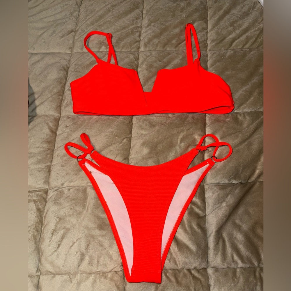 Vibrant Neon Orange Bikini Set